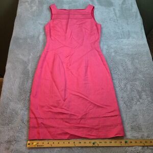 Jones New York Linen Dress Womens Sz 6 Sleeveless Ladder Stitch Sheath Pink 80c